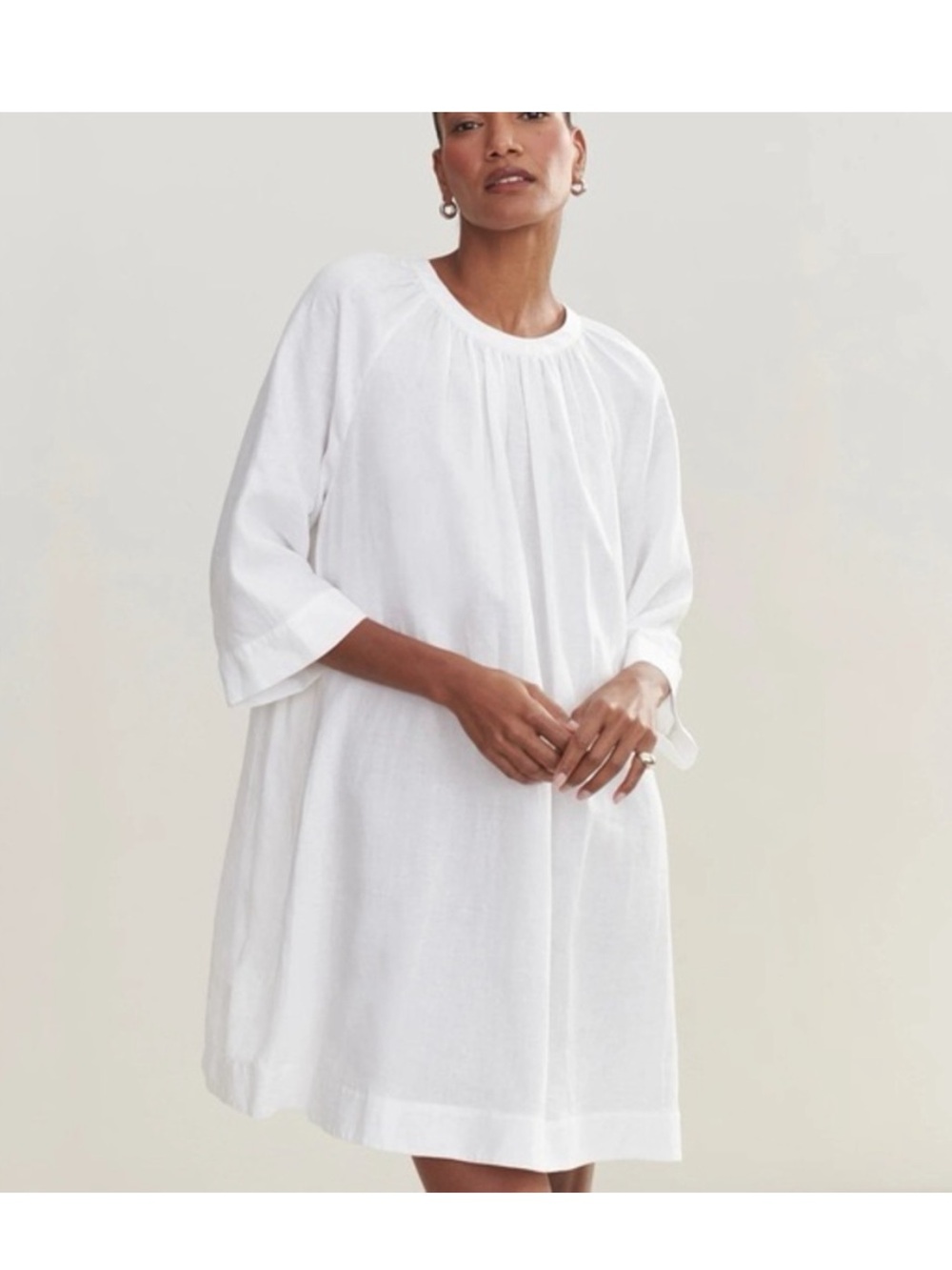 Jenni Kayne Xs August Linen White Loose-Fit Tunic Dress
